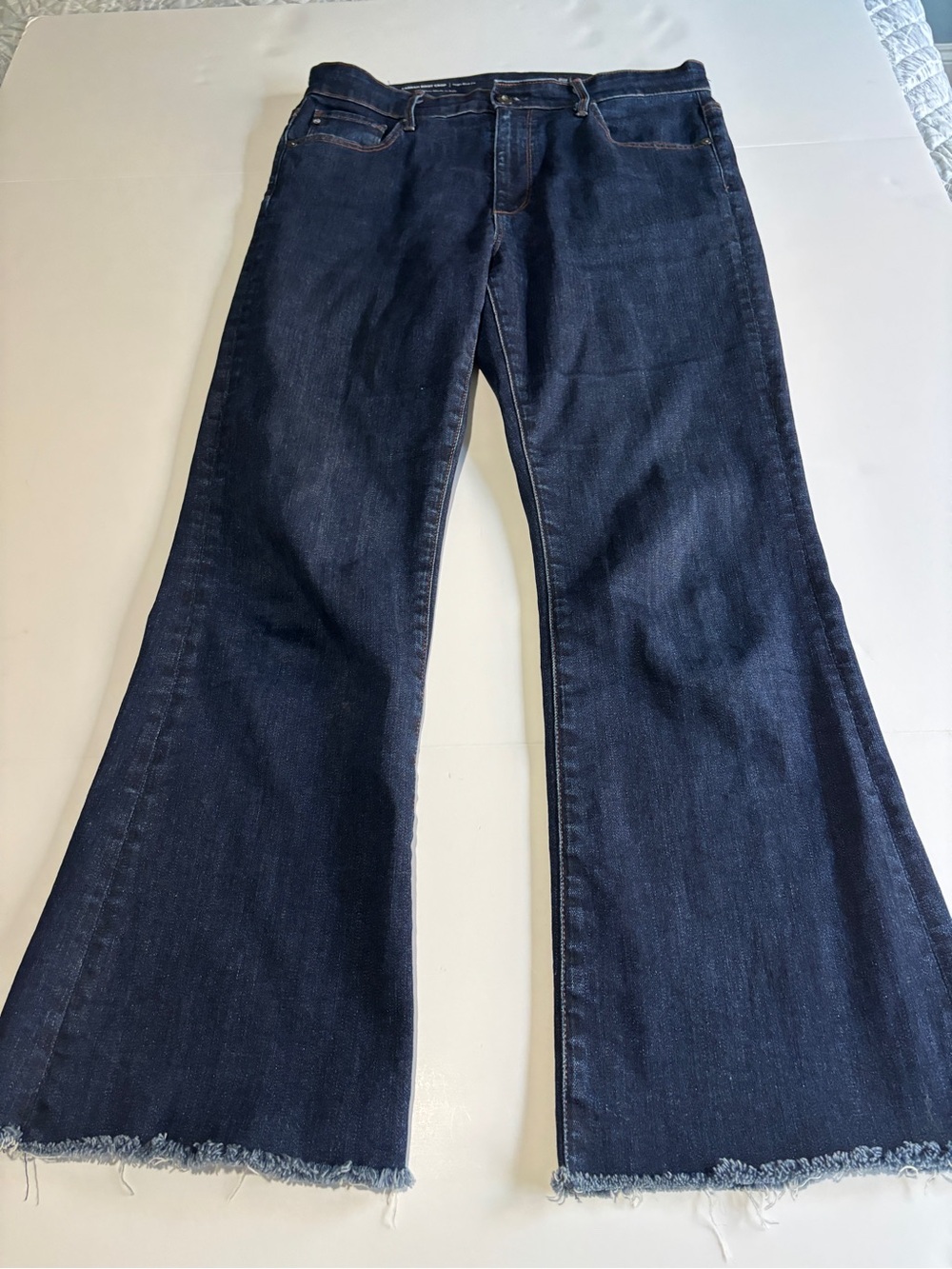 AG Adriano Goldschmied Farrah Boot Crop High Rise Dark Wash Raw Hem Jeans - 30